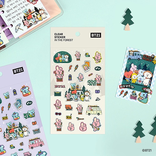 original-bt21-clear-sticker-in-the-forest